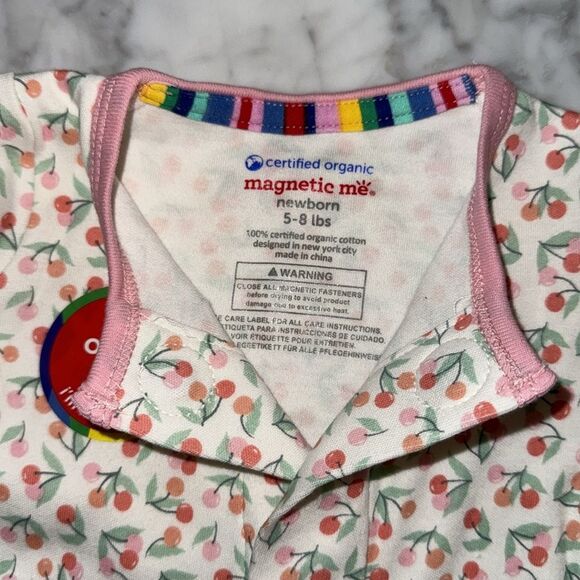 NWT Magnetic Me White & Pink Cherry Footie - Picture 2 of 6